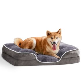 Memory Foam Pet Bed for Small Dogs & Cats with Washable Removable Cover Non-Slip Base Waterproof Liner Egg Crate Foam for Improved Sleep, grey,la