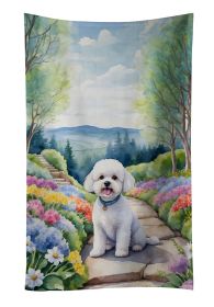 Bichon Frise Spring Path Kitchen Towel Dish Cloths Guest Hand Towel Decorative Bathroom Towel for Face,Tea, Dishcloth, Kitchen and Bath