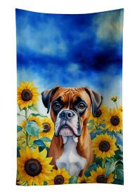 Boxer in Sunflowers Kitchen Towel Dish Cloths Guest Hand Towel Decorative Bathroom Towel for Face,Tea, Dishcloth, Kitchen and Bath