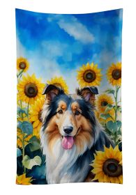 Collie in Sunflowers Kitchen Towel Dish Cloths Guest Hand Towel Decorative Bathroom Towel for Face,Tea, Dishcloth, Kitchen and Bath