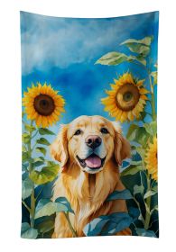 Golden Retriever in Sunflowers Kitchen Towel Dish Cloths Guest Hand Towel Decorative Bathroom Towel for Face,Tea, Dishcloth, Kitchen and Bath