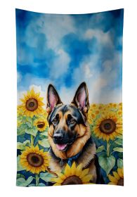 German Shepherd in Sunflowers Kitchen Towel Dish Cloths Guest Hand Towel Decorative Bathroom Towel for Face,Tea, Dishcloth, Kitchen and Bath