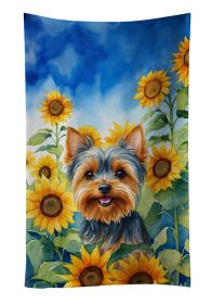 Yorkshire Terrier in Sunflowers Kitchen Towel Dish Cloths Guest Hand Towel Decorative Bathroom Towel for Face,Tea, Dishcloth, Kitchen and Bath