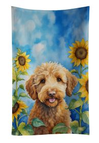 Labradoodle in Sunflowers Kitchen Towel Dish Cloths Guest Hand Towel Decorative Bathroom Towel for Face,Tea, Dishcloth, Kitchen and Bath (Default: Default)